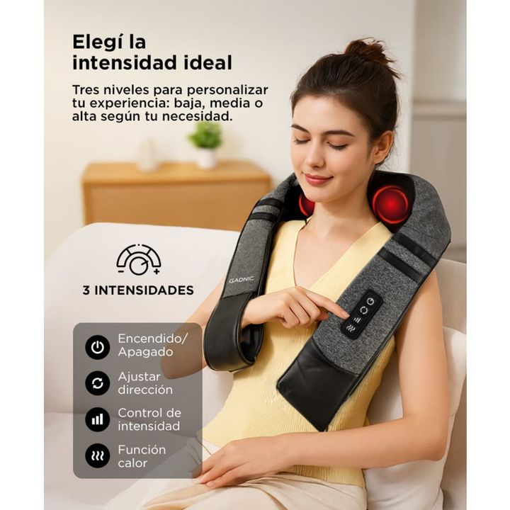 Masajeador De Cuello Gadnic Yapeyú Cervical Recargable Shiatsu - Vista 3