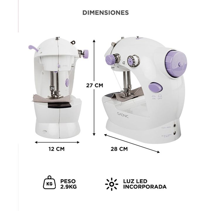 Máquina de Coser Gadnic SW2000 Pro Hogareña Portátil Con Mesa y Accesorios 2 Velocidades Luz Led - Vista 5