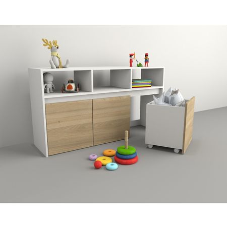Juguetero Con Tres Cajones Tables Cod: 3038 Olmo Finlandes/Blanco