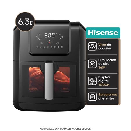 Freidora de Aire Digital Hisense 6.3 L 1300 W H06AFBK1S1