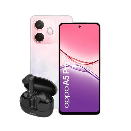 Combo Oppo A5 Pro 5G 8+256GB Pink + Auriculares TWS Dekkin Negro