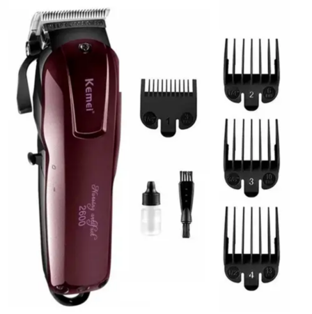 Maquina Cortadora de Pelo KM-2600 Kemei Profesional Bordó 240v
