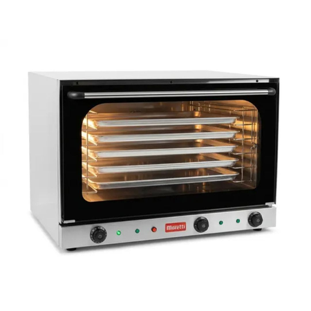 Horno Convector Eléctrico Bakery 5 Bandejas Moretti Negro Y Plateado