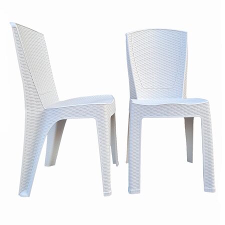 Set x2 Silla Plastica Simil Ratan Negra