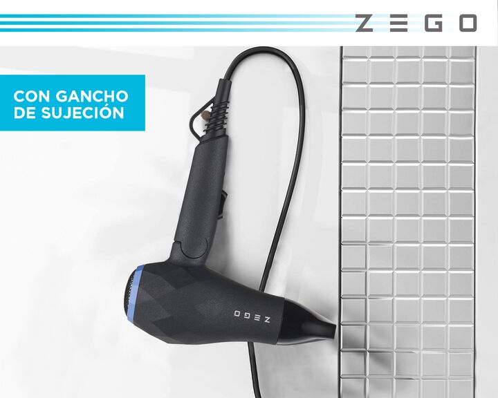 Secador De Pelo Zego Plegable Portatil Chico De Viaje 1000w Color Zbs1000 Negro - Vista 2