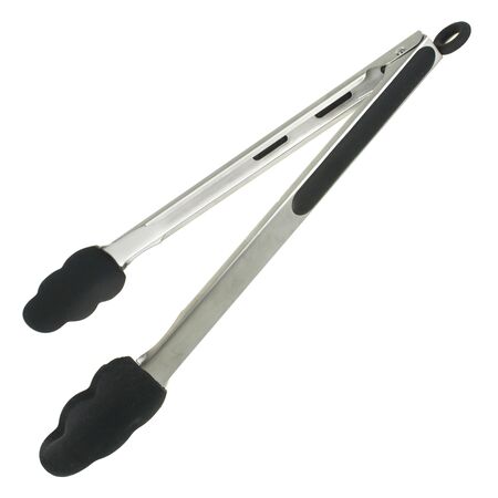 Pinza Multiuso Acero Punta Silicona Parrillera 30 Cm Aston Negra