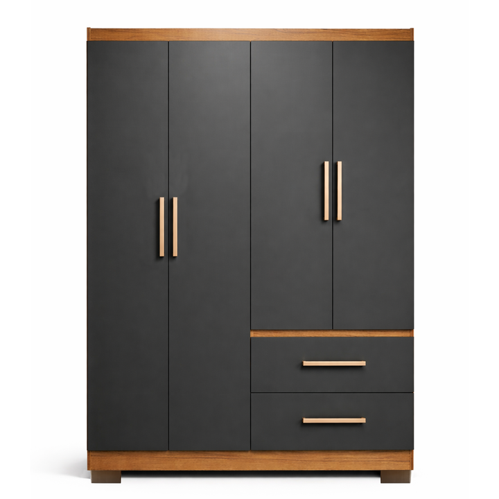 Placard Ropero Reforzado de 4 Puertas 2 Cajones Grafito Teca Maximo Fortaleza - Vista 6