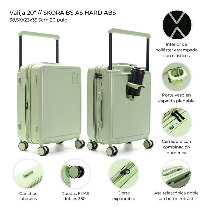 Valija Skora Bs As Hard Abs 20 Pulg Verde 41514 - Vista 4
