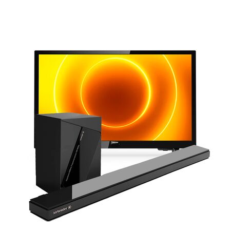 Tv Led Hd Philips 24" Pixel Plus Hd 24Phd5565/77 + Barra De Sonido Con Subwoofer Airbender 120W