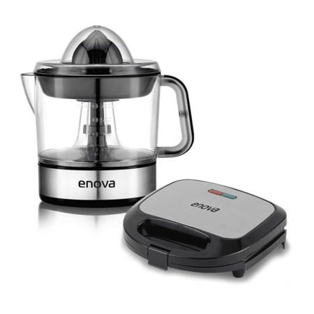 Combo Exprimidor eléctrico enova 700cm3 &   Sandwichera  2 posiciones  Negra