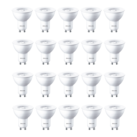 Pack x20 Lámparas Philips Led Dicroica GU10 4,7w Luz Fría
