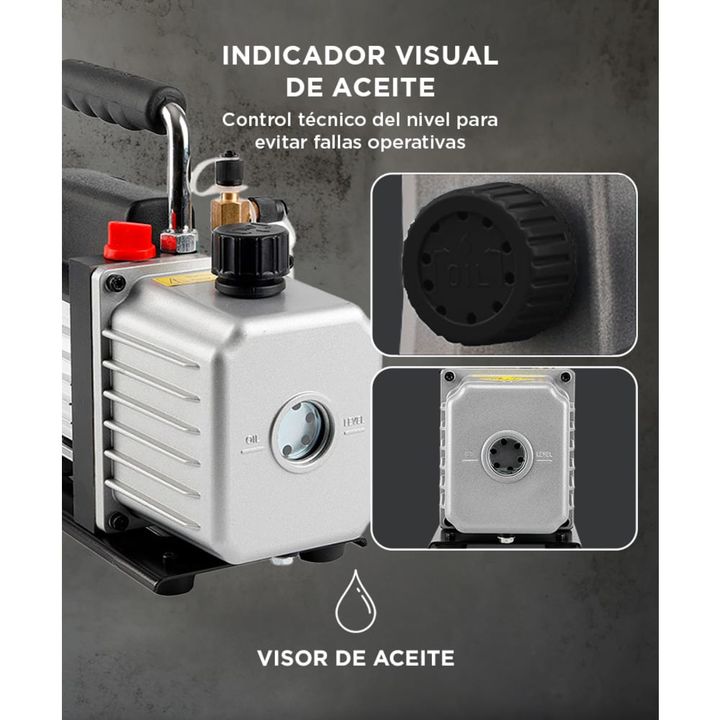 Bomba de Vacío Gadnic 120L/Min 2 CFM Dos Etapas 1720 rmin Diseño Antirretorno - Vista 3