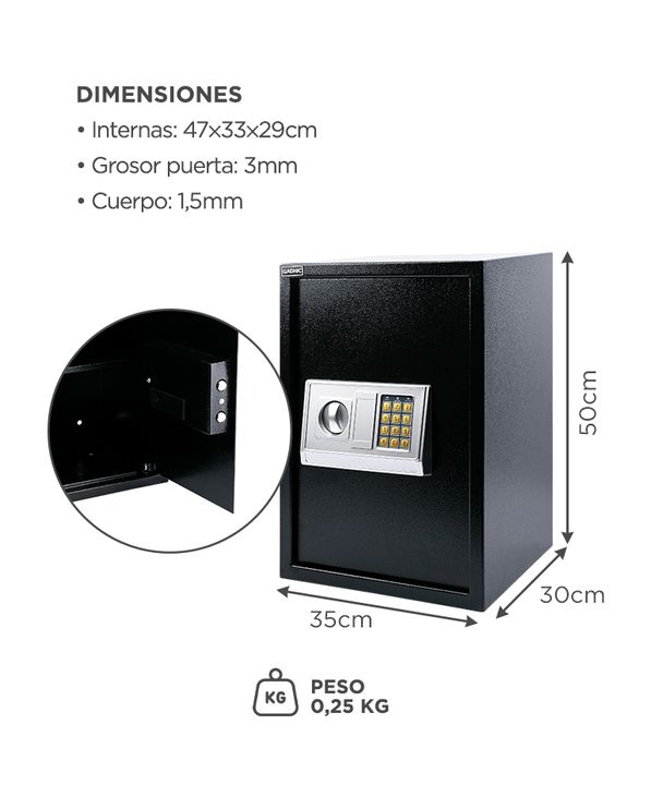 Caja Fuerte Gadnic Seguridad Reforzada Digital Con Llave y Teclado - Vista 6