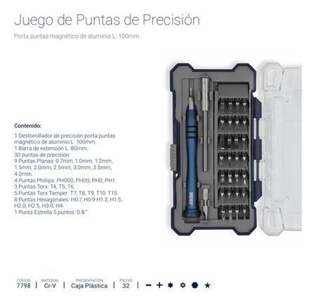 Destornillador Bremen con Puntas para Celulares Set de 32 Piezas