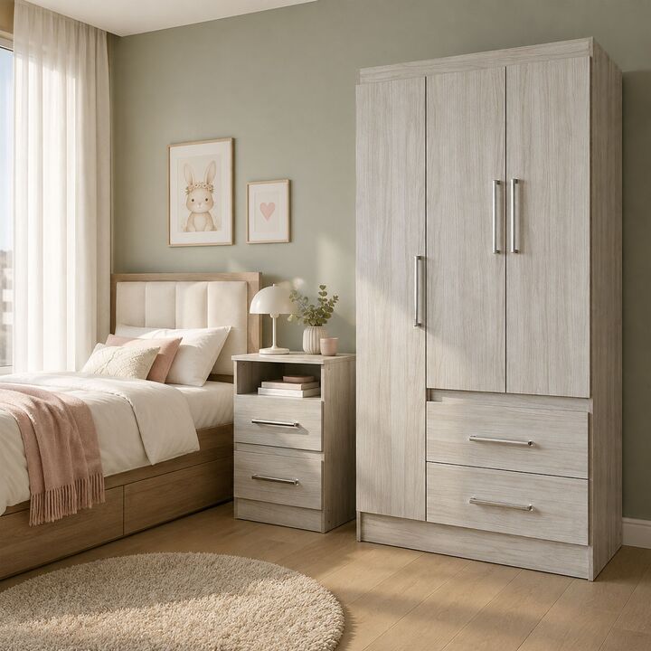 Combo para Dormitorio Placard y Mesa de Luz Reforzados Maximo Fortaleza Marfil - Vista 2
