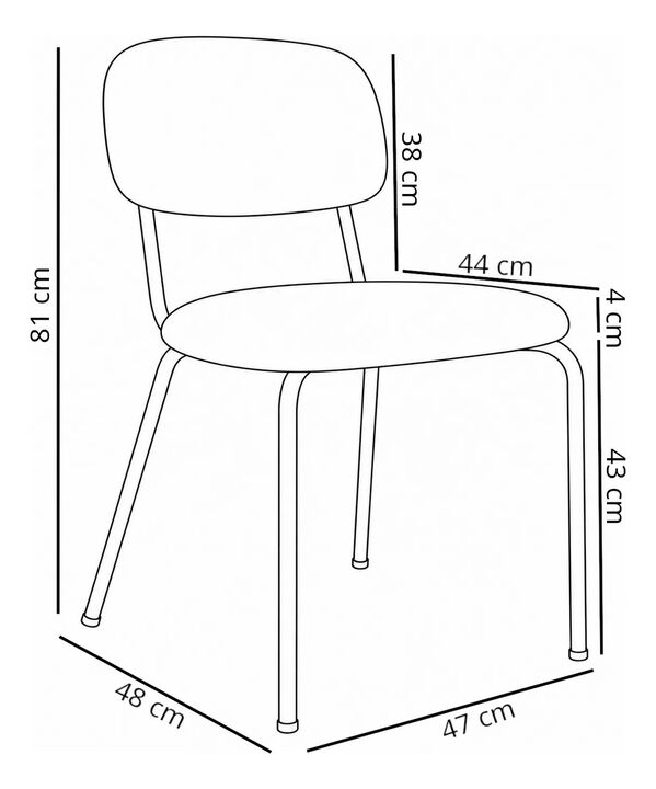 Pack X3 Sillas De Comedor Miranda Dakot Desarmables En Caja Tapizado Plata - Caño Negro - Vista 4