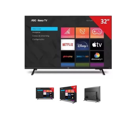 AOC TV LED 32" 32S5135/77G 32A ROKU TV HD SINTONIZADOR TDA