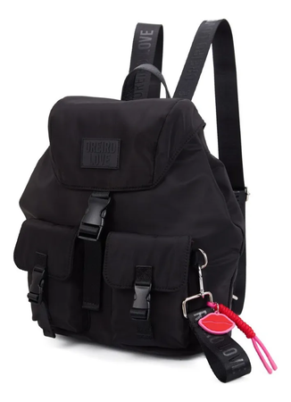 Mochila Negra Oreiro Love  Mujer Urbana Color Negro  