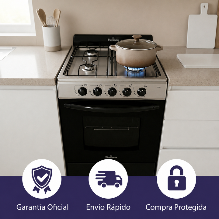 Cocina Multigas 56cm Florencia 5508 Con Visor Acero Inox - Vista 8