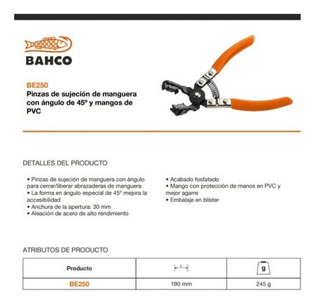 Pinza Apreta Abrazadera Bahco 45 Grados