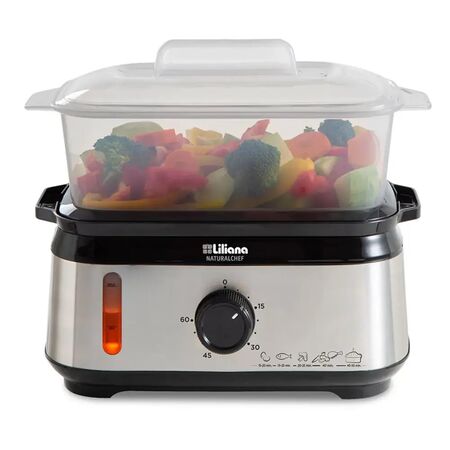 Vaporera Digital Liliana 3 Bandejas Timer Negro/Inoxidable AV925