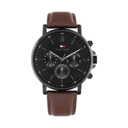 RELOJ ANALÓGICO TOMMY HILFIGER - NEGRO CAJA ACERO INOX MALLA CUERO (RTH0780)