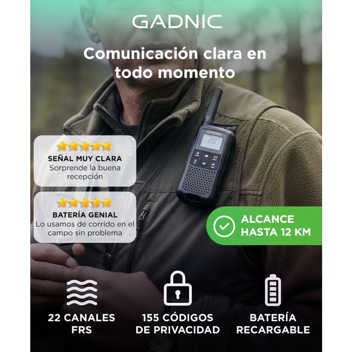 Handy Gadnic WK5200 Kit x2 22CH UHF Display USB C + Manos Libres - Vista 2