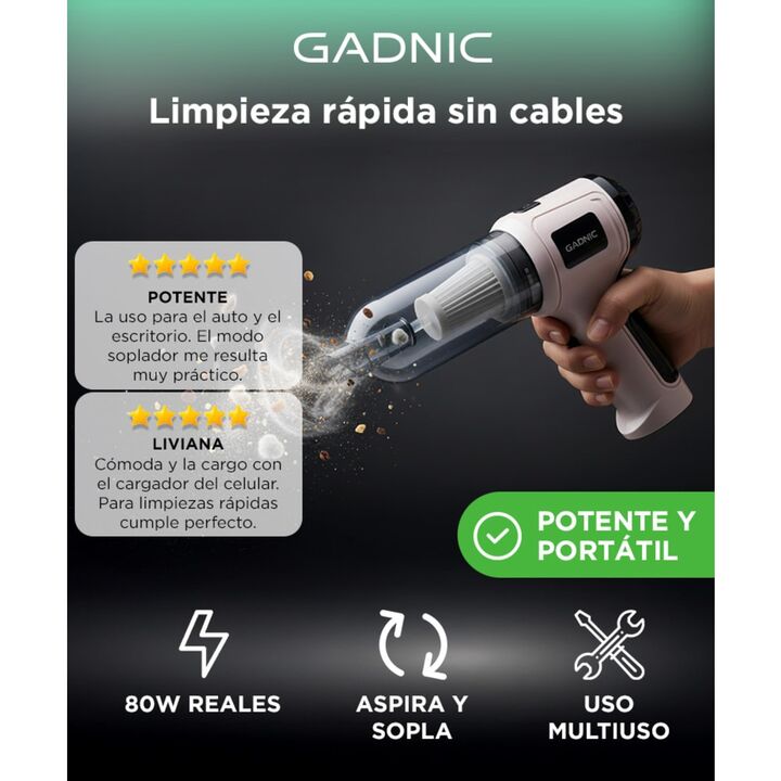 Aspiradora De Mano Inalámbrica Gadnic 80W Multiuso 4 En 1 - Vista 2