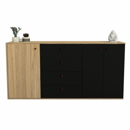 BAHIUT MODERNO ALTO DE 3 PUERTAS 1.75 M CON 4 CAJONES OLMO NEGRO