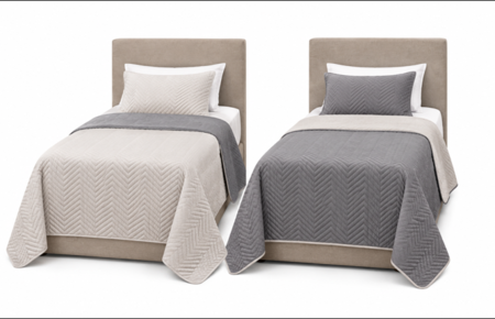 Cubrecama reversible twin con funda de almohada color gris claro/beige