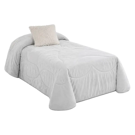 Acolchado Corderito Fp Home Liso 2 Plazas Y Media Gris