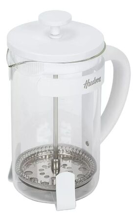 CAFETERA DE VIDRIO Y ACERO INOX C/EMBOLO TIPO FRANCESA 800ML BLANCA FR10