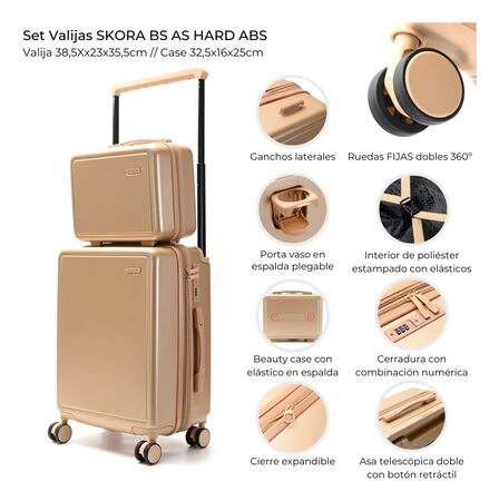 Set De Valijas Skora 20 Pulg Y Beauty Case Gold 41460
