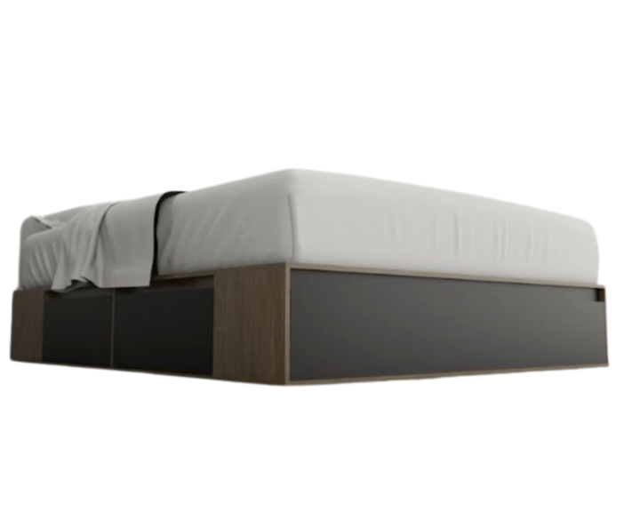 Base Cama Box Linea Minimal 1.60m 4 Cajones Con 1 Puerta 6443 Nogal/Negro Tables - Vista 6