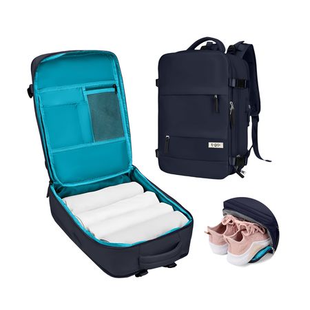 Mochila Inteligente Hombre Mujer Para Viaje En Avion Porta Notebook 11 Bolsillos EM240 Azul