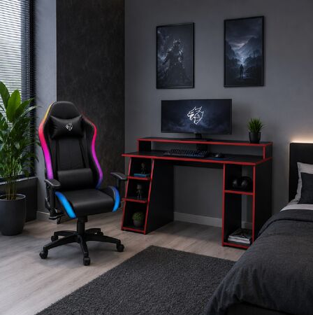 Combo Silla Gaming Shenlong GC150 Iluminación RGB + Escritorio Gamer ES0009 Fiplasto