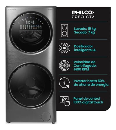Torre De Lavado Lavasecarropas Philco Carga Frontal 15kg/7kg