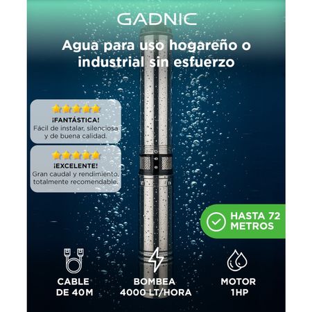 Bomba Sumergible Gadnic Pozo Napa 72 mts 
