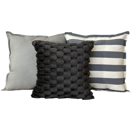 Pack X 3 Almohadones Tusor 50x50 y Peludo 45x45 Nordico cama