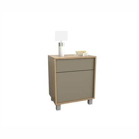 Mesa de Luz Juvenil DS Home 1 Cajon 1 Puerta Olmo Gris 52x63x36 cm