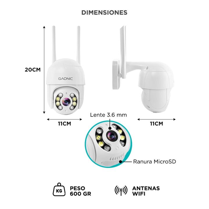 Camara de Seguridad Wifi IP Gadnic DM200W Full HD Motorizada - Vista 6