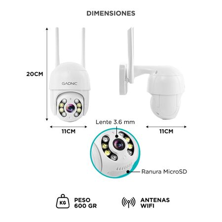 Camara de Seguridad Wifi IP Gadnic DM200W Full HD Motorizada