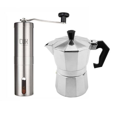 Kit de Barista Gadnic Molinillo Manual de Aluminio + Cafetera Expresso