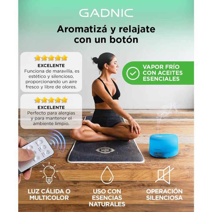 Difusor Gadnic Humidificador Ultrasónico 300ml 20hs 7 Colores - Vista 2