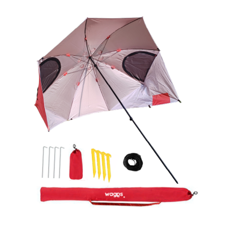 Sombrilla Carpa Reforzada Waggs Roja Playa Aluminizada 2.70 Mts