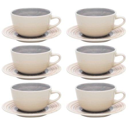 Set X6 Tazas De Té 200 Cc Con Plato Unni Puzzling - Ox
