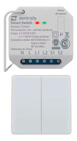 Zentraly Smart Switch Dual Y Llave Doble Kinetic