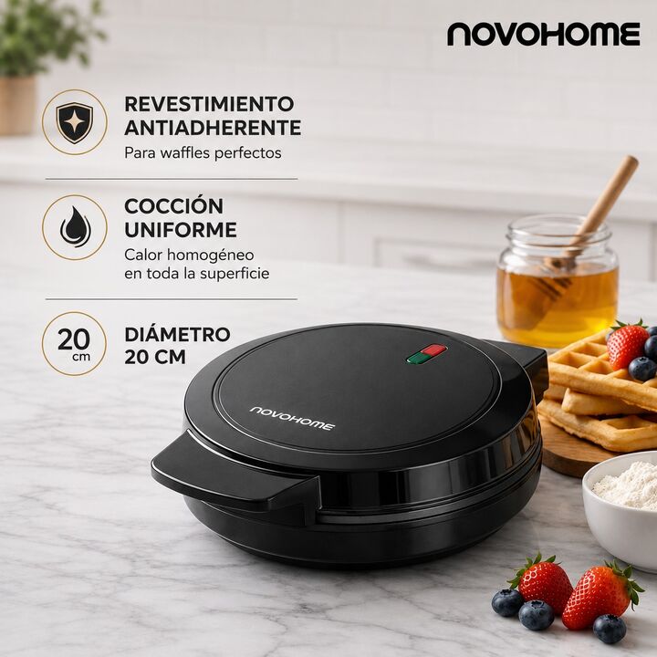 Waflera Eléctrica Antiadherente Novohome 700w - Vista 2