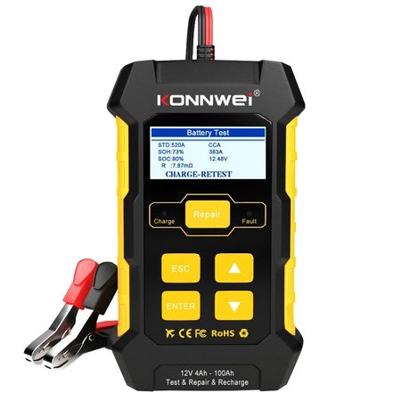 Analizador de Baterías de Auto Moto Konwei KW510 Repara Testea Carga 