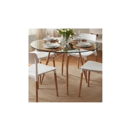 Juego De Comedor Mesa De Vidrio 120+6 Sillas Milan Blanco